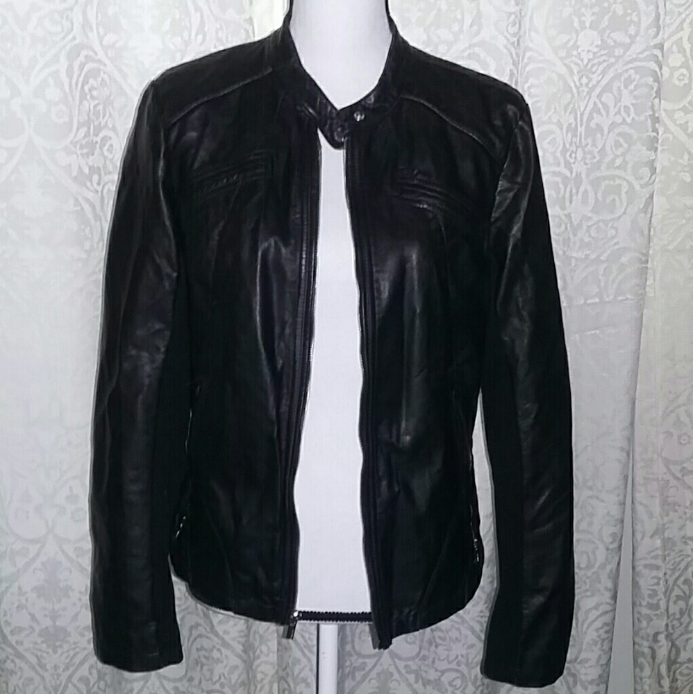 Black faux Leather express jacket